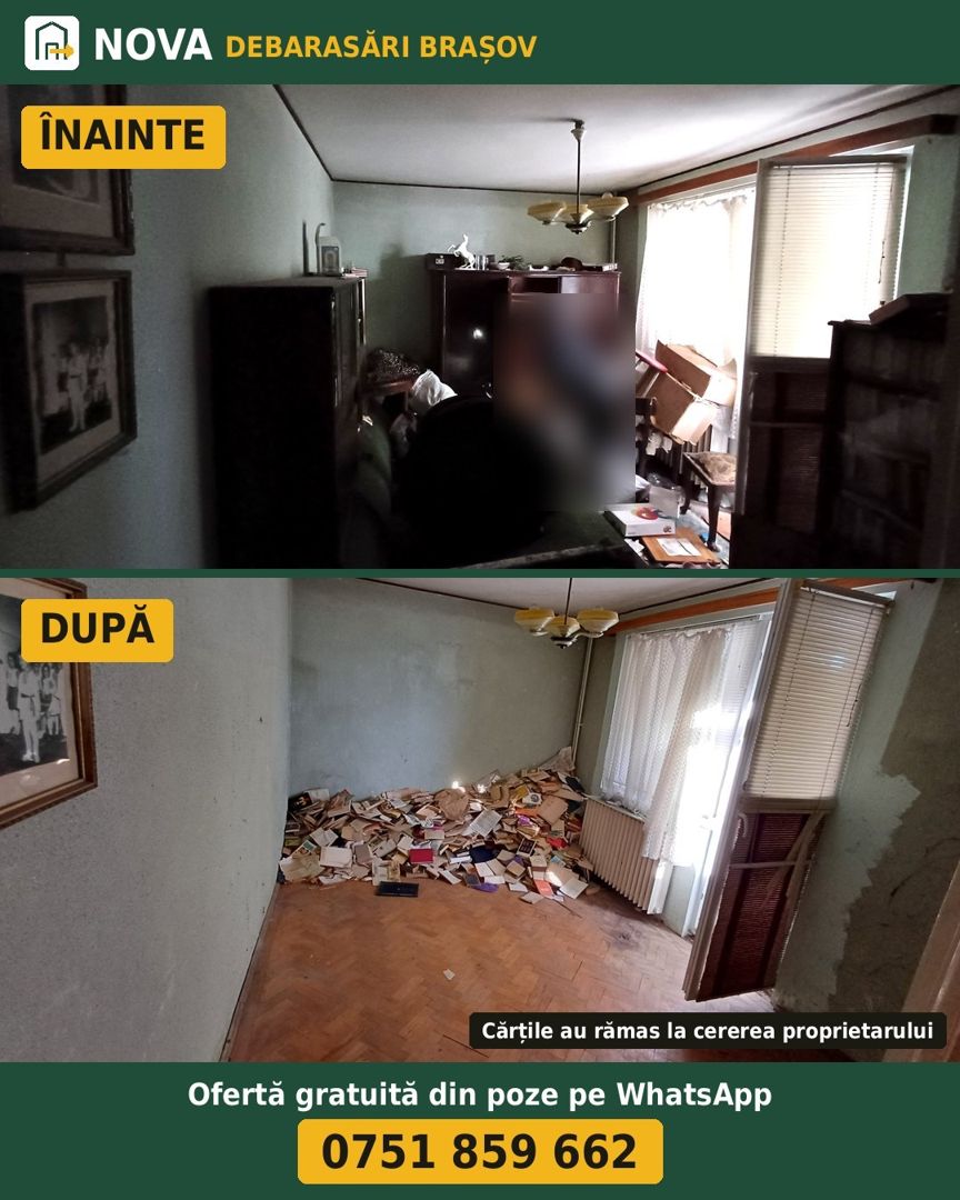 Cameră înainte și după debarasare, Brașov